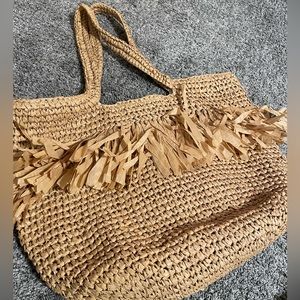 Top Shop Woven Fringe Bag